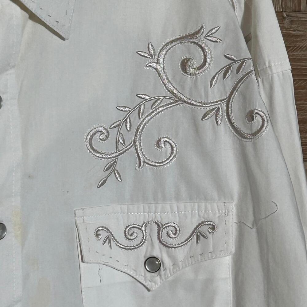 Panhandle Slim Mens White Western Button Up Shirt Size L Western Country - Picture 3 of 7